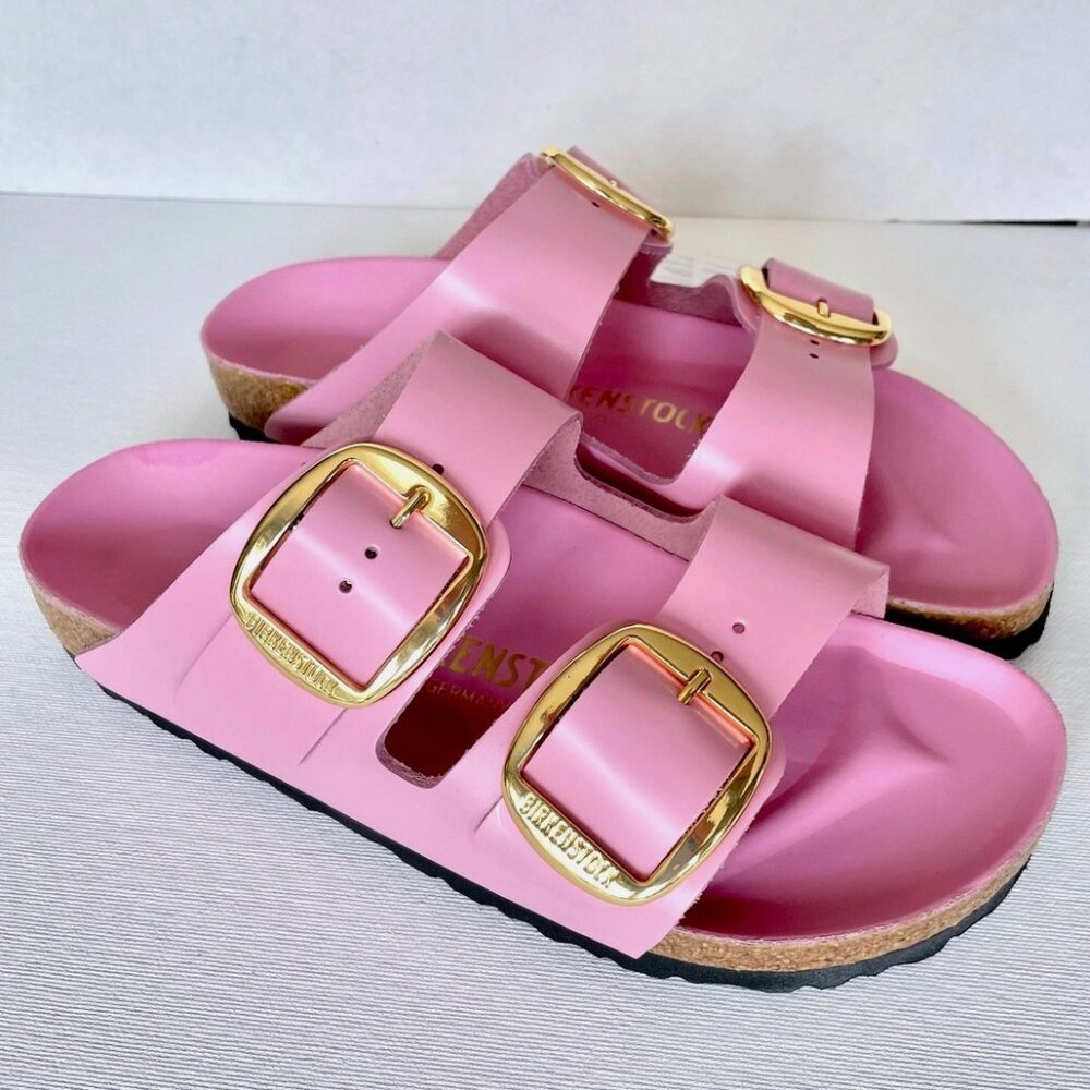 NEW! BIRKENSTOCKS ARIZONA BIG BUCKLE FONDANT PINK LEATHER SANDALS WOMENS 37 6 N - Picture 11 of 13